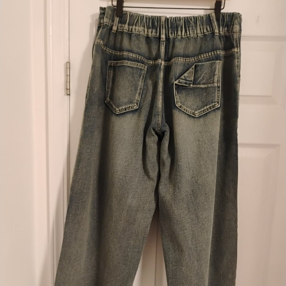 Shein Plus Size Casual Daily Distressed Wide Leg Jeans with Slant Pockets Sz. 1X - Picture 2 of 16
